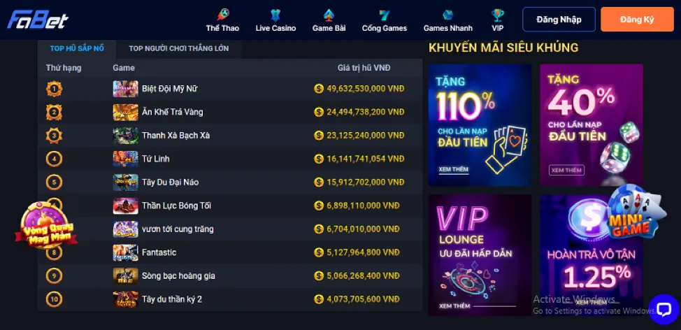 Kho game benvip nổ hũ đa dạng